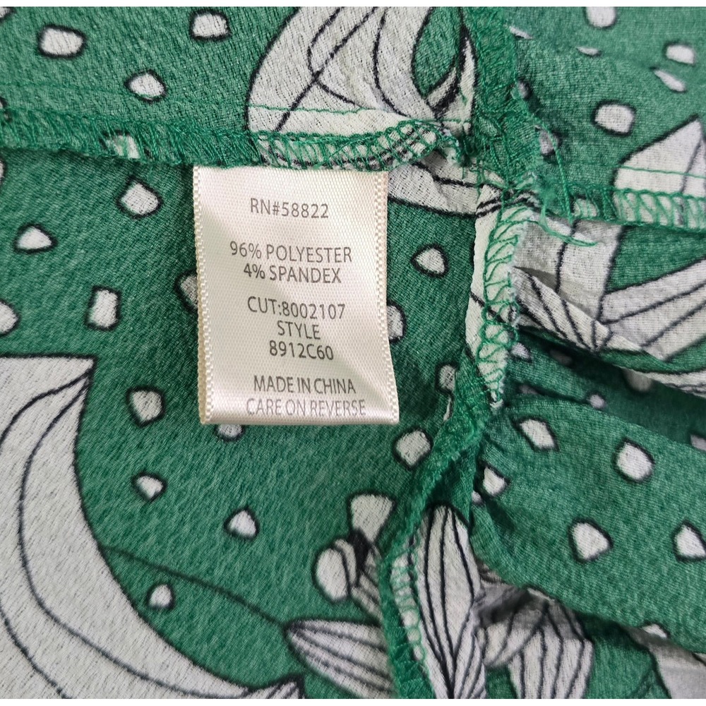 MaxStudio Green Floral Polka Dot Ruffle Wrap Dress Flutter Sleeve 8912C60 Medium - Picture 16 of 16